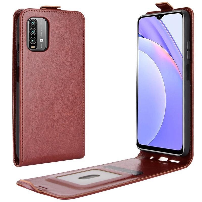 Függőleges PU bőr flip tok Xiaomi Redmi 9T/Poco M3 - barna