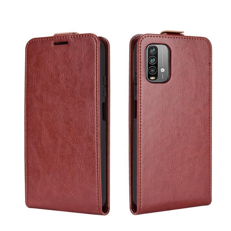 Függőleges PU bőr flip tok Xiaomi Redmi 9T/Poco M3 - barna