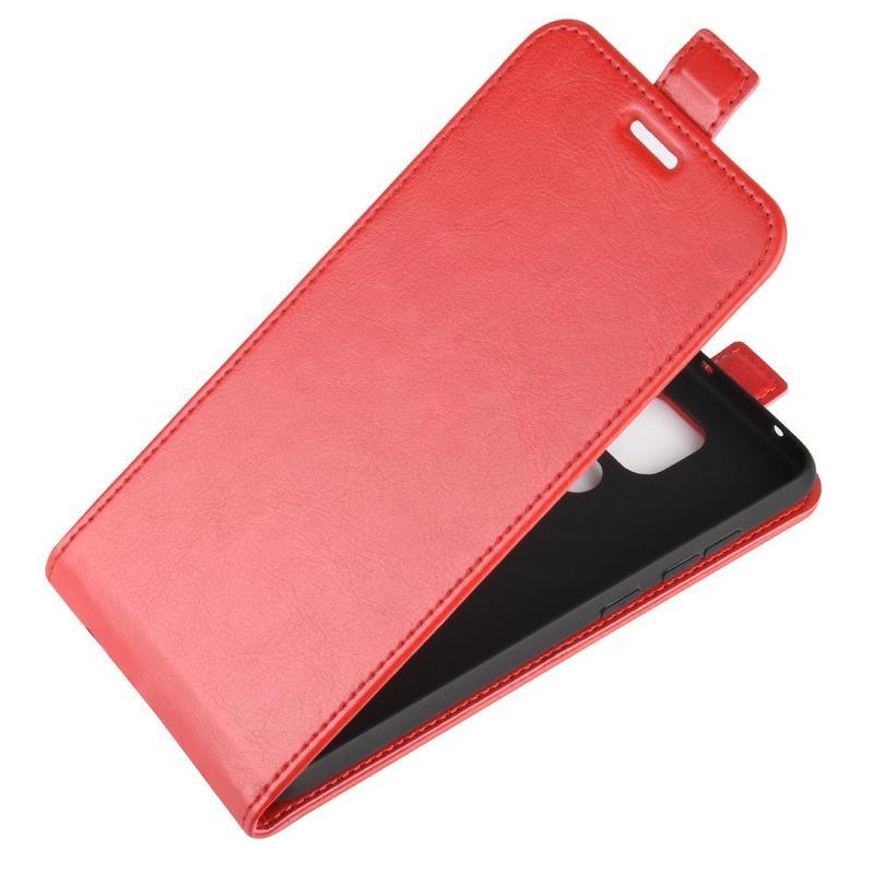 Függőleges PU bőr flip tok Xiaomi Redmi Note 9-hez - piros