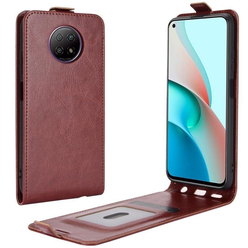 Függőleges PU bőr flip tok Xiaomi Redmi Note 9T 5G - barna