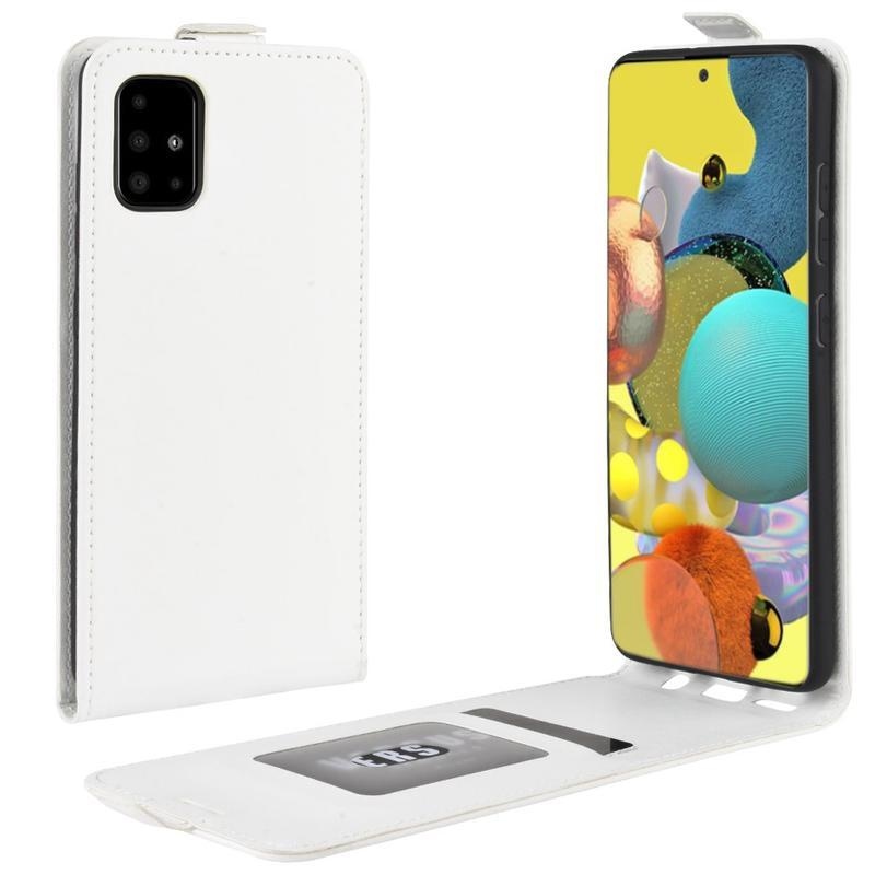 Függőleges PU bőr flip tok Samsung Galaxy A51 5G készülékhez - fehér