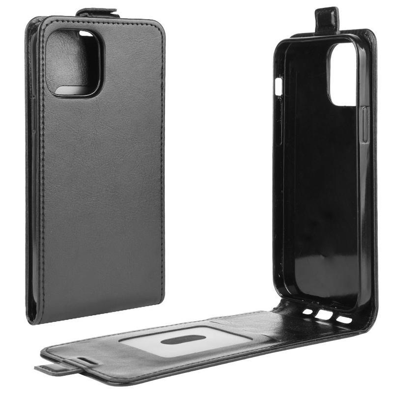 Függőleges PU bőr pénztárca tok iPhone 12 mini készülékhez - fekete