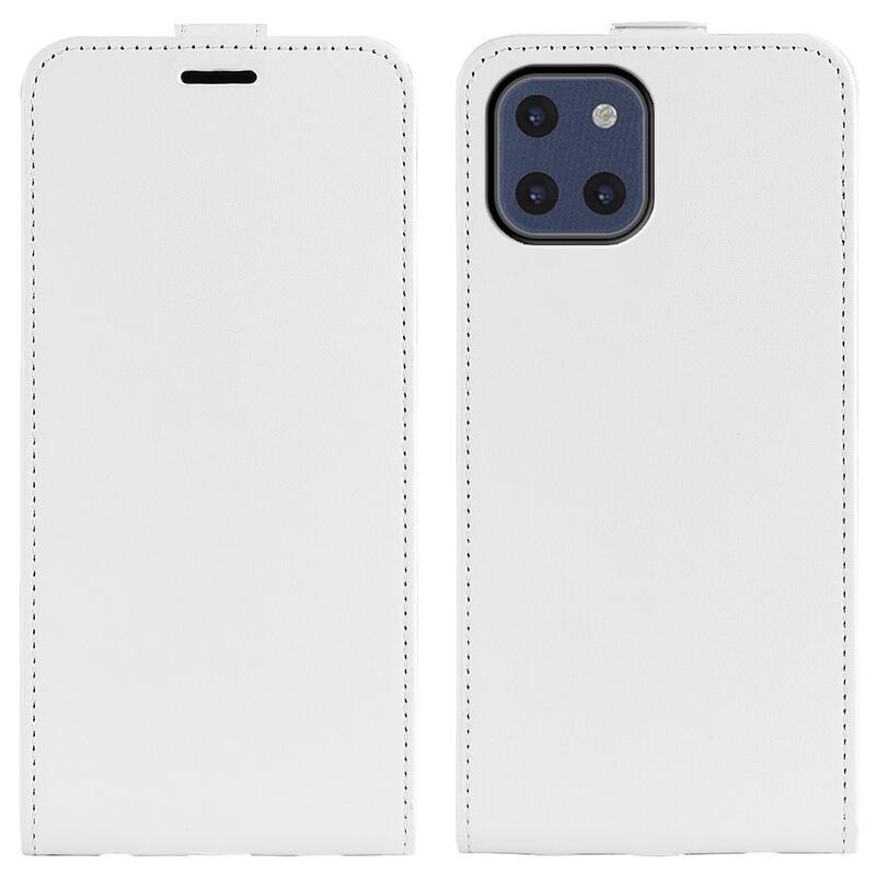 Függőleges PU bőr pénztárca tok Samsung Galaxy A03-hoz - fehér