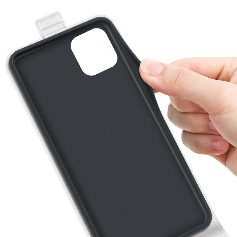Függőleges PU bőr pénztárca tok Samsung Galaxy A03-hoz - fehér