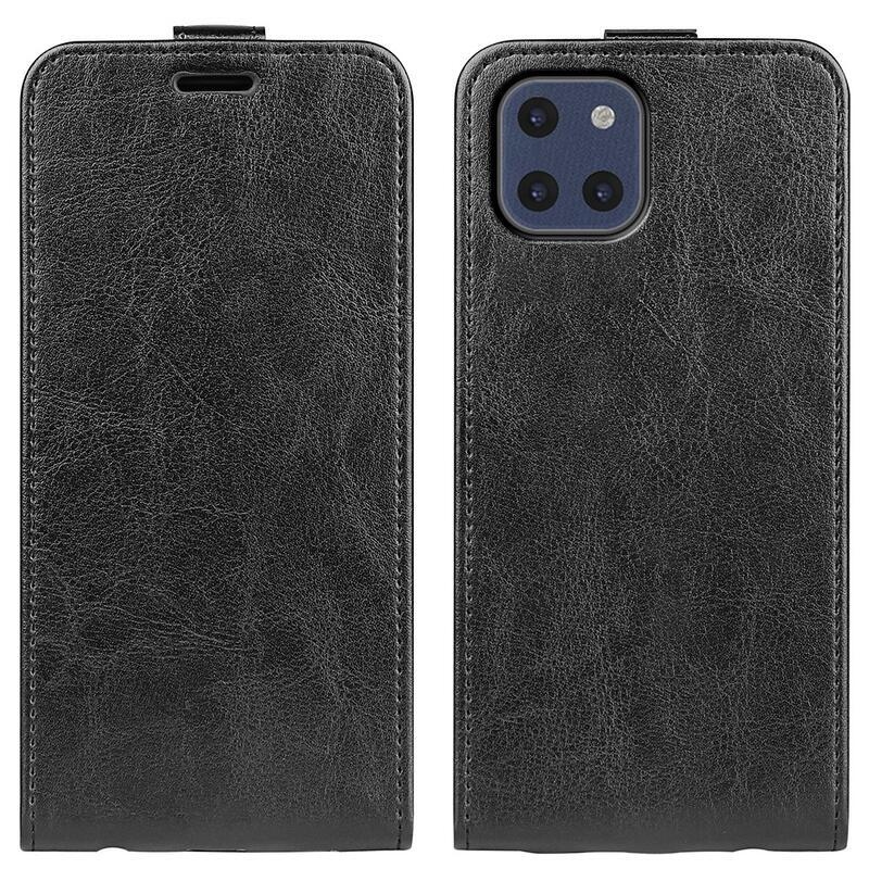 Függőleges PU bőr pénztárca tok Samsung Galaxy A03-hoz - fekete