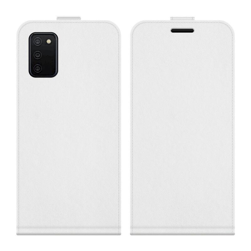 Függőleges PU bőr pénztárca tok Samsung Galaxy A03s (166.6 x 75.9 x 9.1mm) - fehér