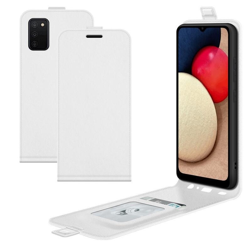 Függőleges PU bőr pénztárca tok Samsung Galaxy A03s (166.6 x 75.9 x 9.1mm) - fehér