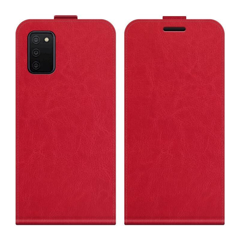 Függőleges PU bőr pénztárca tok Samsung Galaxy A03s (166.6 x 75.9 x 9.1mm) - piros