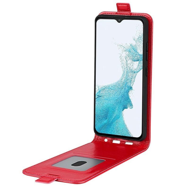 Függőleges PU bőr pénztárca tok Samsung Galaxy A23 4G/5G készülékhez - piros színű