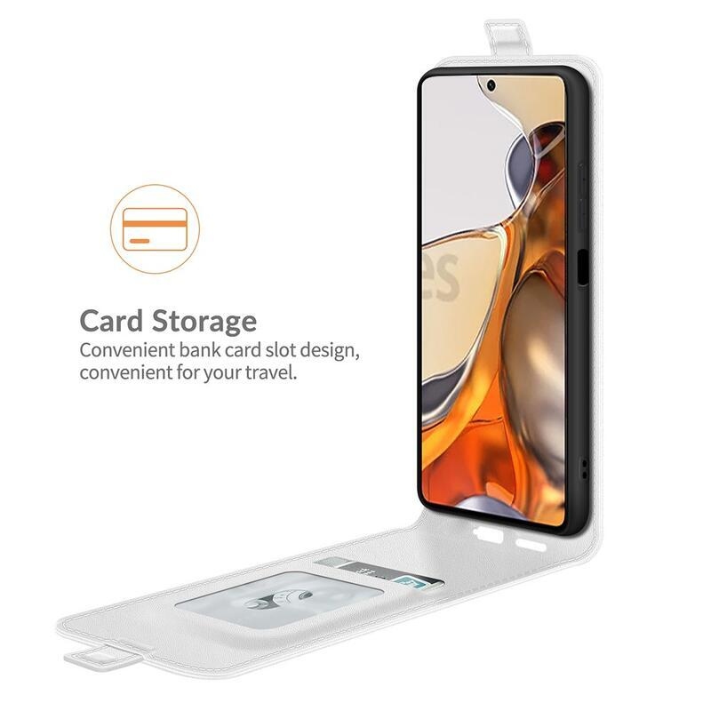 Függőleges PU bőr pénztárca tok a Xiaomi 11T/11T Pro-hoz - fehér