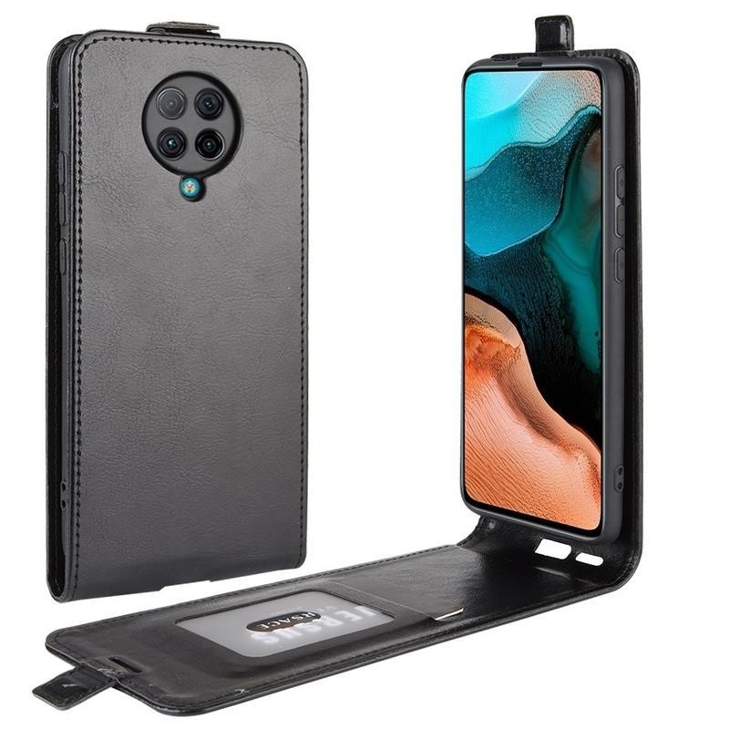 Függőleges PU bőr pénztárca tok Xiaomi Poco F2 Pro - fekete