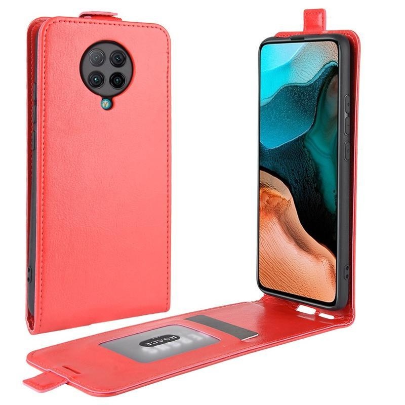 Függőleges PU bőr pénztárca tok Xiaomi Poco F2 Pro - piros
