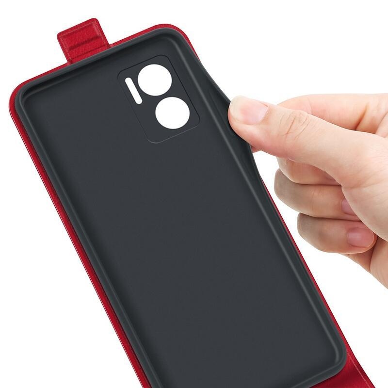 Függőleges PU bőr pénztárca tok Xiaomi Redmi 10 5G - piros