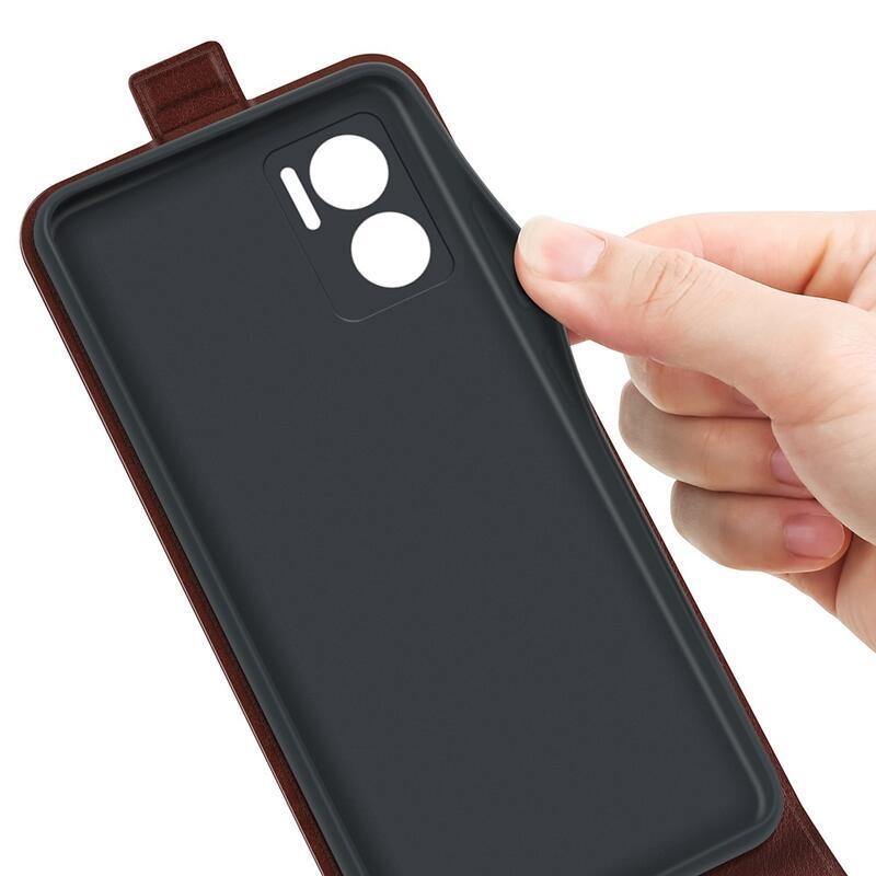 Függőleges PU bőr pénztárca tok Xiaomi Redmi 10 5G - barna