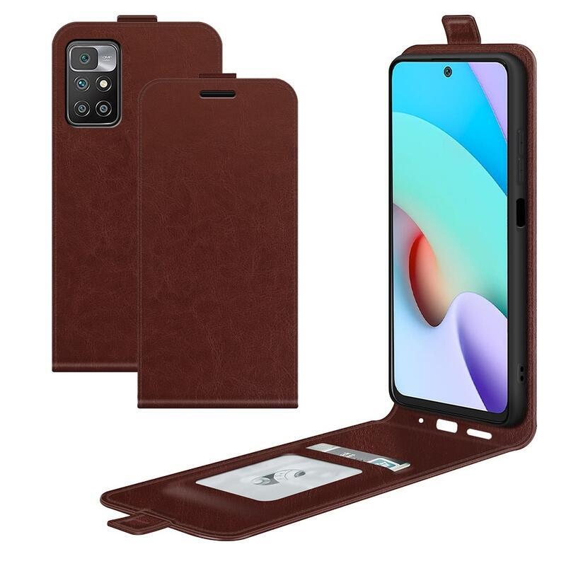 Függőleges PU bőr pénztárca tok Xiaomi Redmi 10/Redmi 10 (2022) - barna