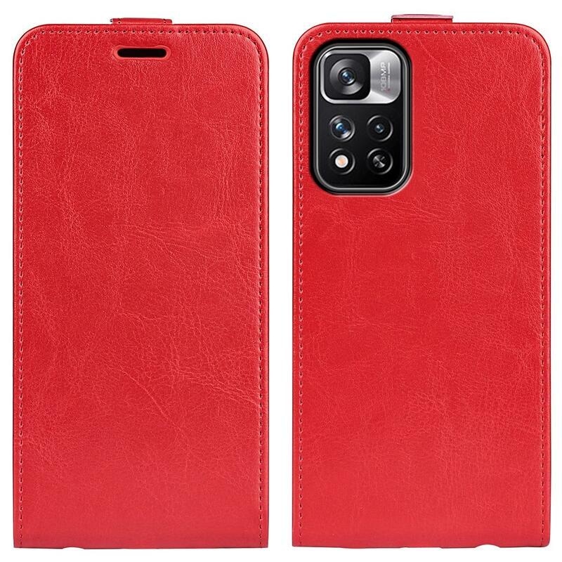 Függőleges PU bőr pénztárca tok Xiaomi Redmi Note 11 Pro+ 5G - piros