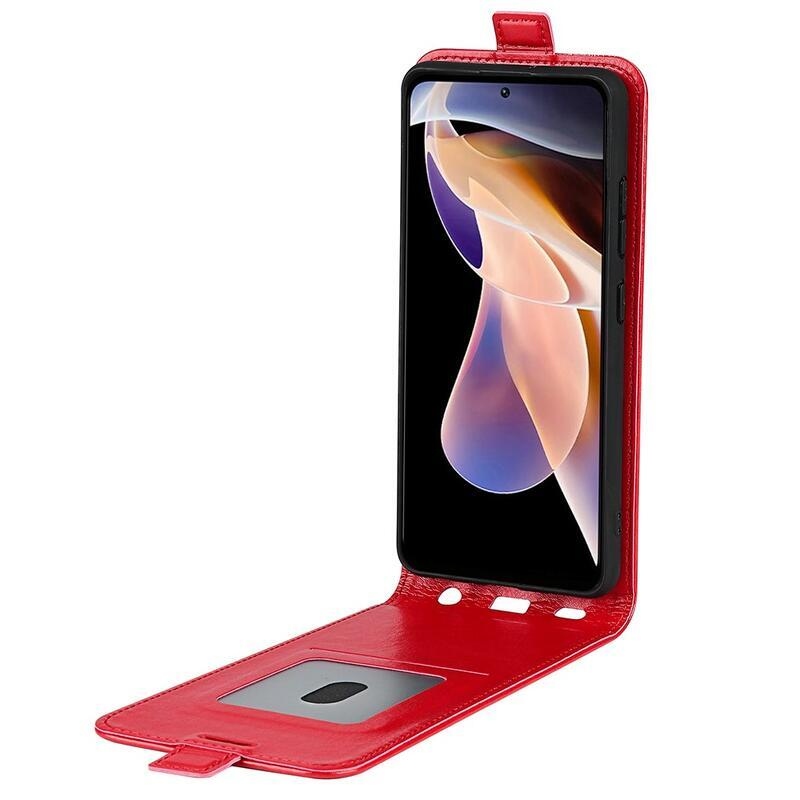 Függőleges PU bőr pénztárca tok Xiaomi Redmi Note 11 Pro+ 5G - piros
