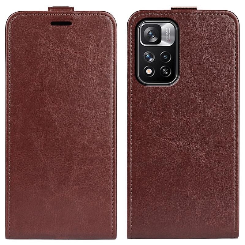 Függőleges PU bőr pénztárca tok Xiaomi Redmi Note 11 Pro+ 5G - barna