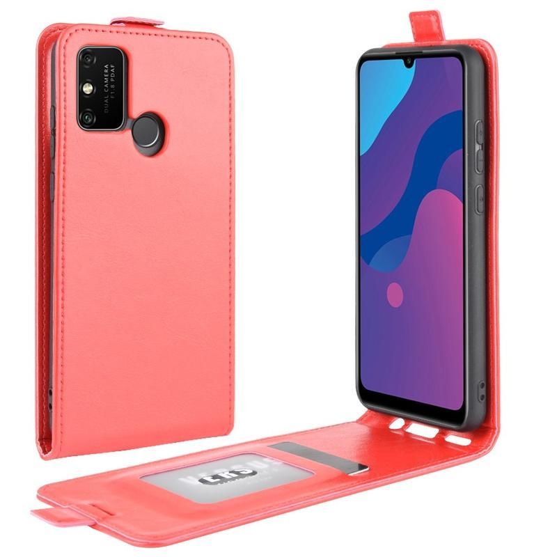 Függőleges PU bőr tok a Honor 9A-hoz - piros