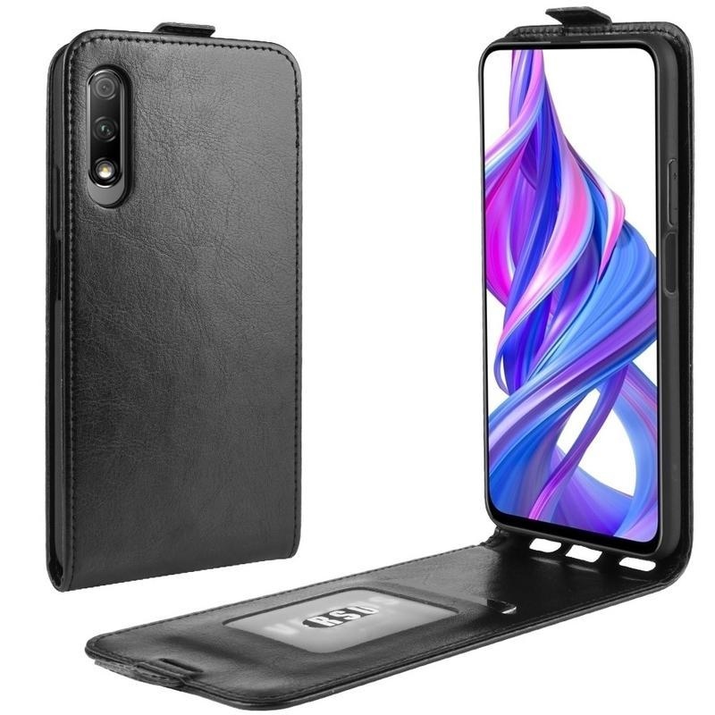 Függőleges PU bőr tok a Huawei P Smart Pro (2019)/Honor 9X Pro számára - fekete