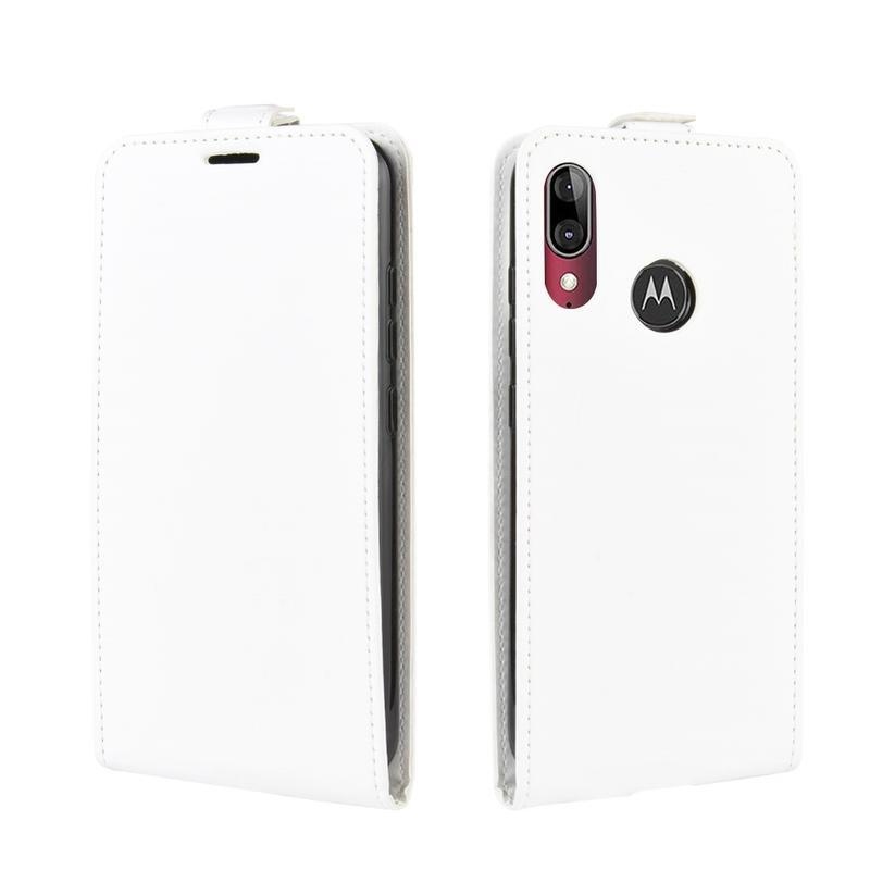 Függőleges PU bőr tok Motorola Moto E6 Plus-hoz - fehér
