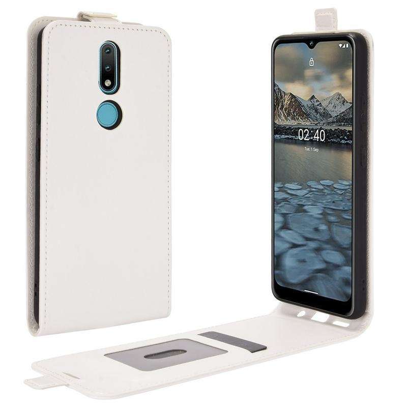 Függőleges PU bőr mobiltáska Nokia 2.4 - fehér