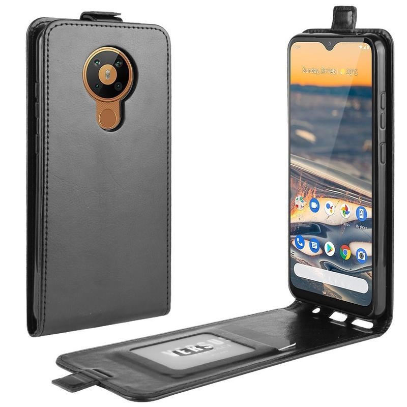 Függőleges PU bőr mobiltáska Nokia 5.3 - fekete
