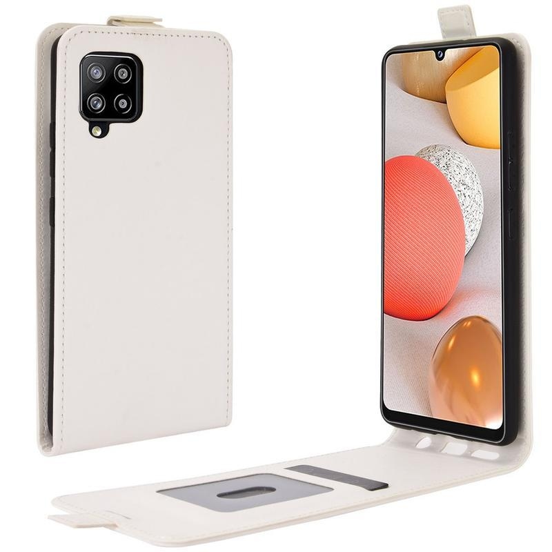 Függőleges PU bőr tok Samsung Galaxy A42 5G - fehér