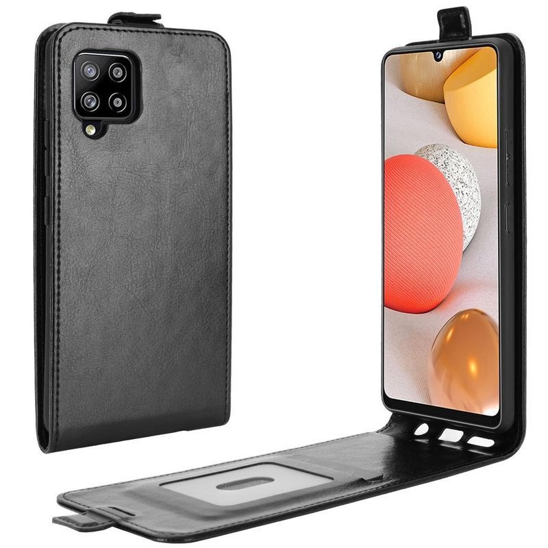Függőleges PU bőr tok Samsung Galaxy A42 5G - fekete