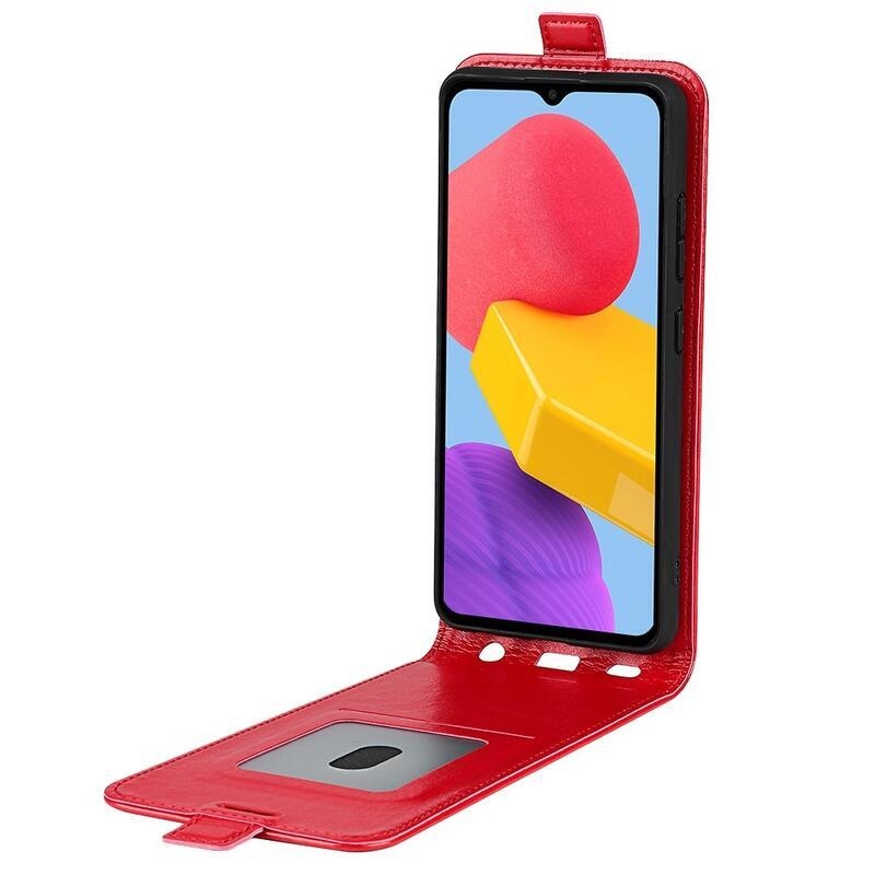 Függőleges PU bőr tok Samsung Galaxy M13 4G készülékhez - piros