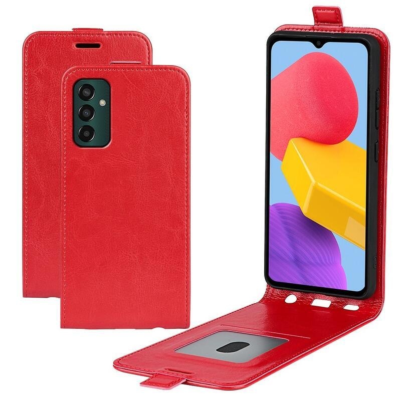 Függőleges PU bőr tok Samsung Galaxy M13 4G készülékhez - piros