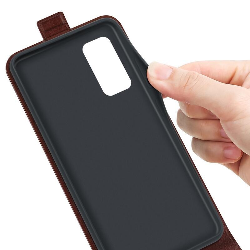Függőleges PU bőr tok Samsung Galaxy M13 4G készülékhez - barna