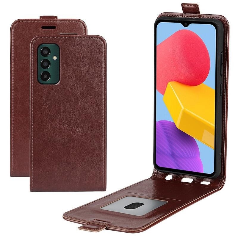 Függőleges PU bőr tok Samsung Galaxy M13 4G készülékhez - barna