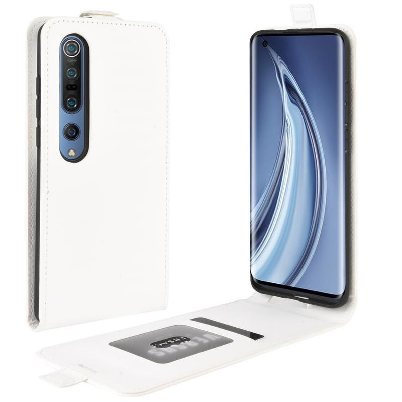 Függőleges PU bőr tok a Xiaomi Mi 10/Mi 10 Pro készülékhez - fehér