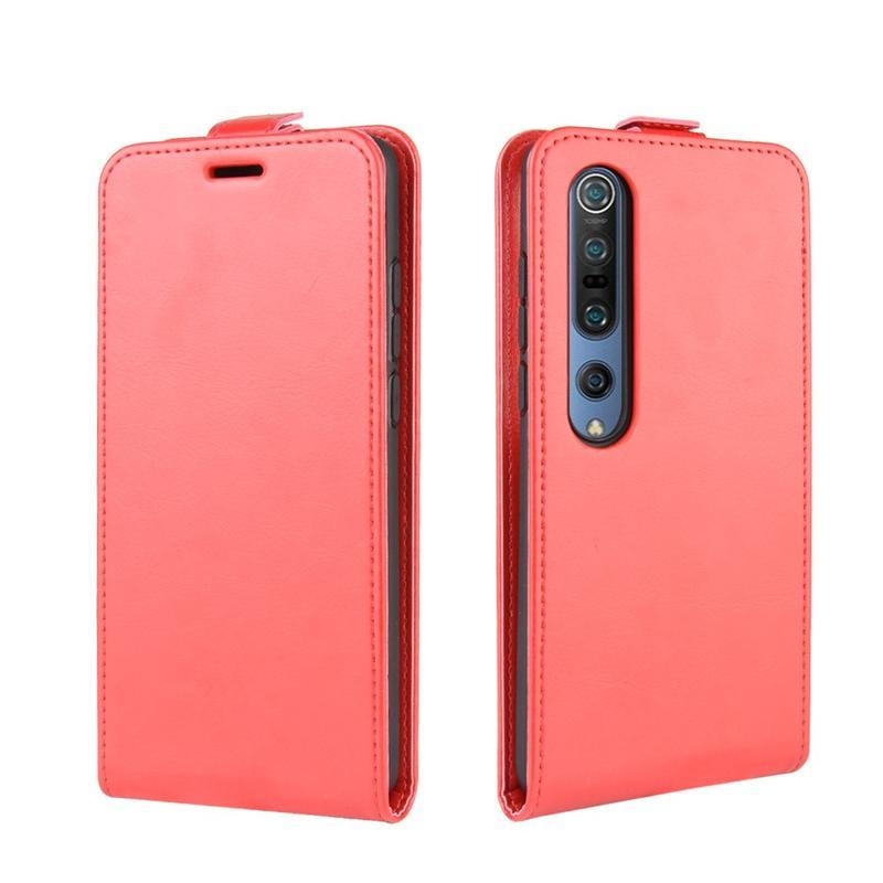 Függőleges PU bőr tok a Xiaomi Mi 10/Mi 10 Pro készülékhez - piros színű