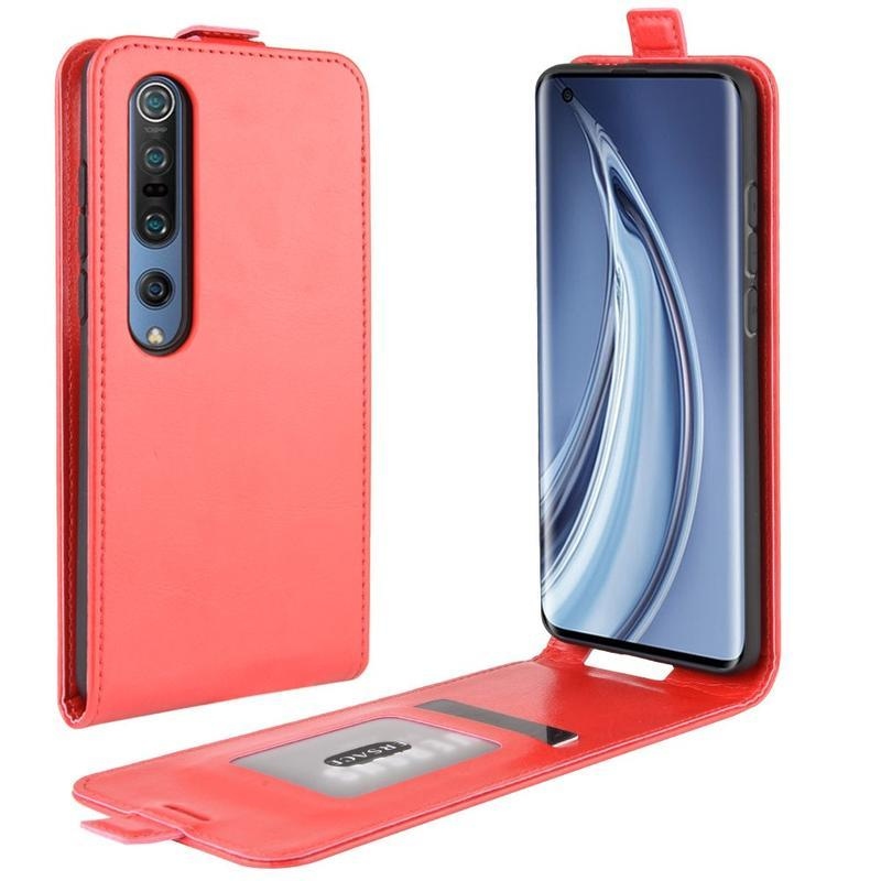 Függőleges PU bőr tok a Xiaomi Mi 10/Mi 10 Pro készülékhez - piros színű