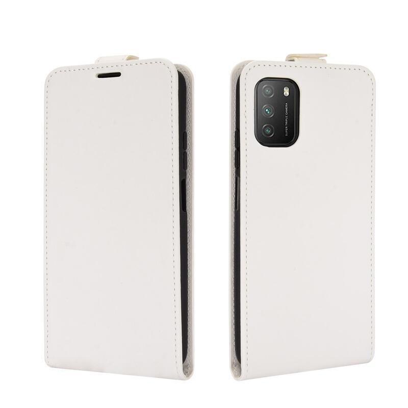 Függőleges PU bőr tok Xiaomi Poco M3-hoz - fehér