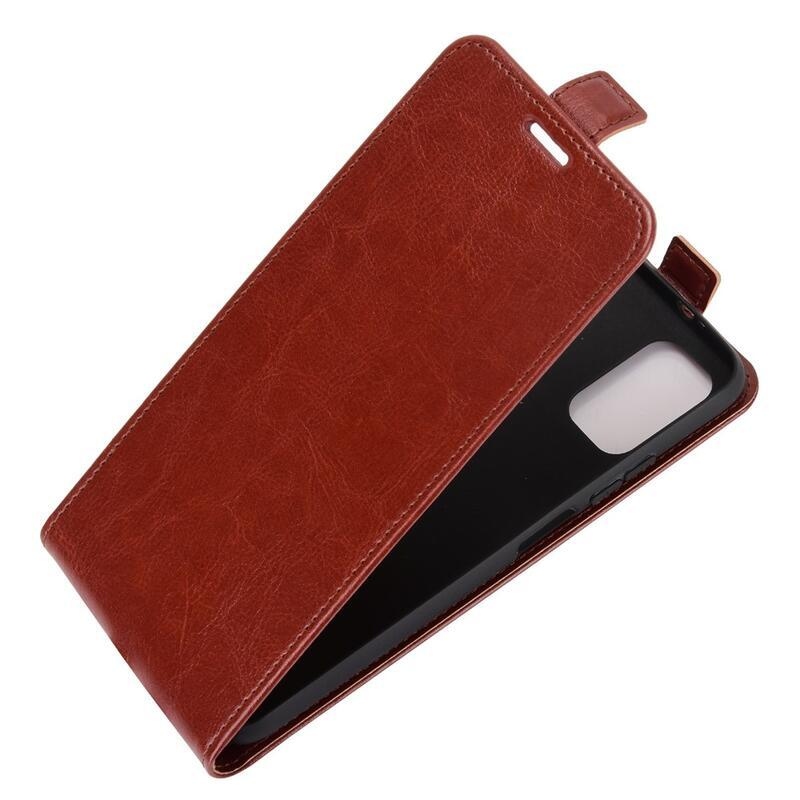 Függőleges PU bőr tok Xiaomi Poco M3-hoz - barna