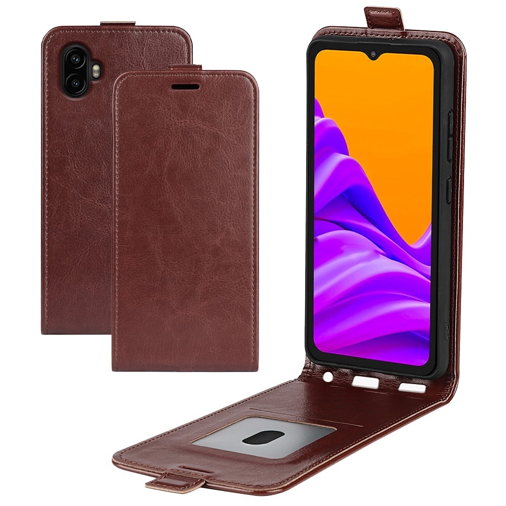 Függőleges könyvtáska Samsung Galaxy Xcover 7 Pro készülékhez - barna