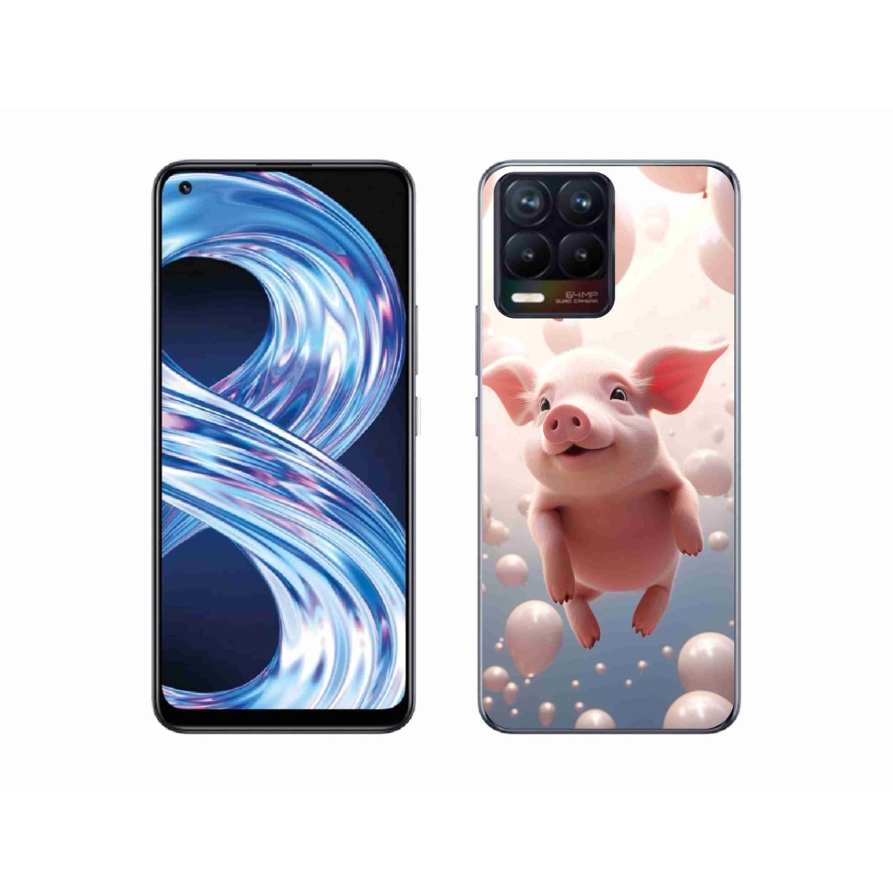 Gél borítás mmCase a Realme 8 Pro-hoz - malac lufikkal