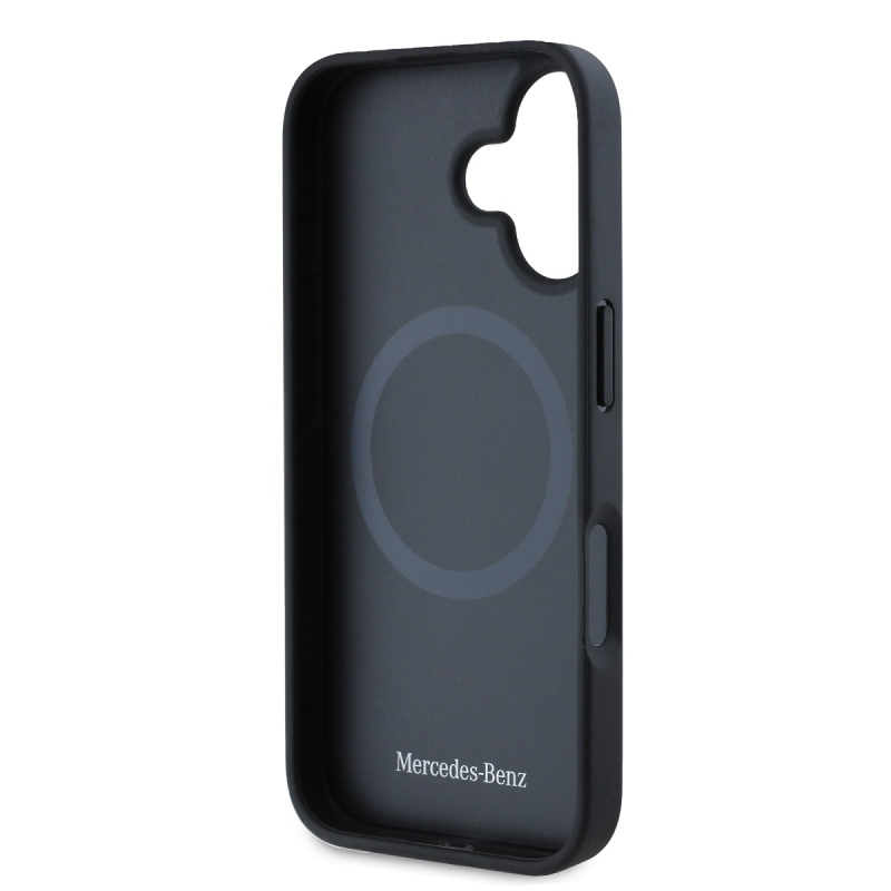 Mercedes Sima bőr MagSafe hátlap iPhone 16 Plus-hoz Fekete
