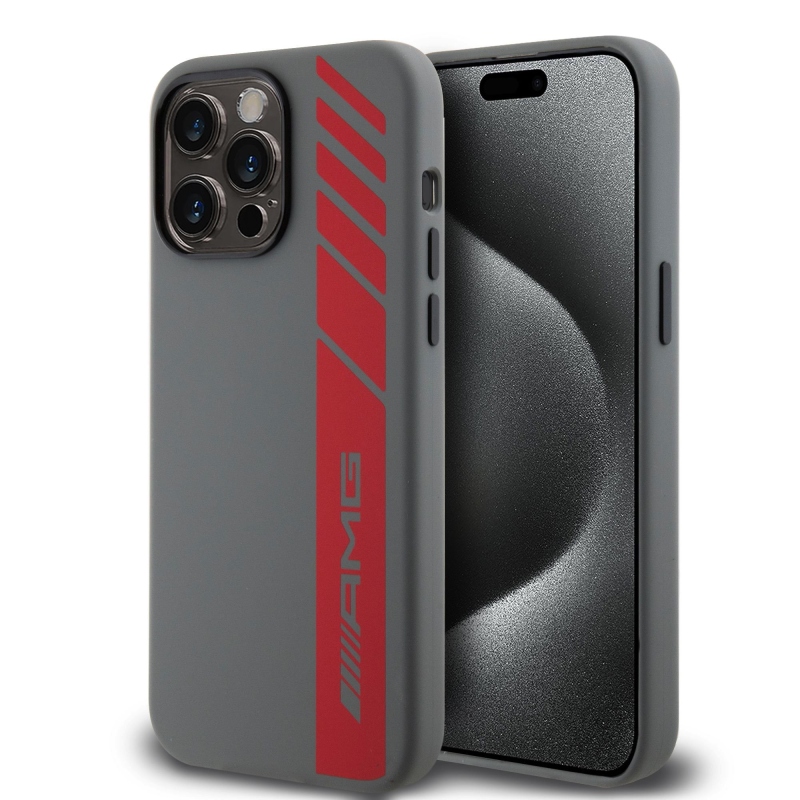 AMG Liquid szilikon függőleges logós MagSafe hátlap iPhone 15 Pro Max-hoz Szürke