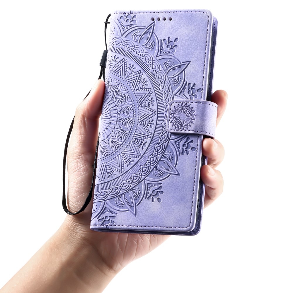 Mandalák könyv tok Xiaomi Redmi Note 14-hez - lila