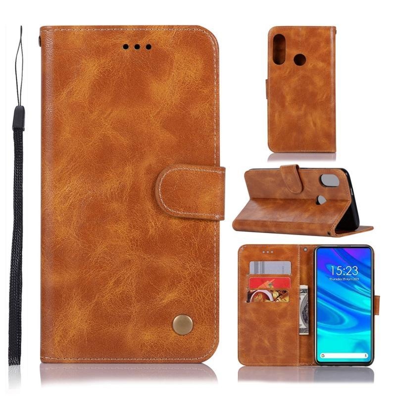 Vintage PU bőr pénztárca tok a Huawei P Smart Z/Honor 9X számára - barna