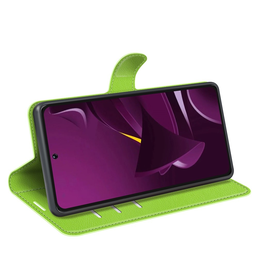 Litchi könyv tok a Xiaomi Poco M7 Pro 5G-hez - zöld