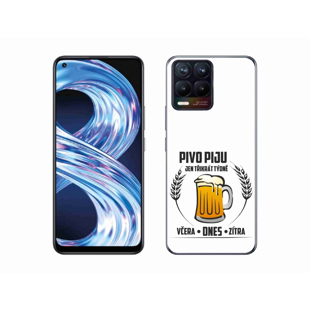 Gél borító mmCase a Realme 8 4G készülékhez - sör motívum fehér háttérrel