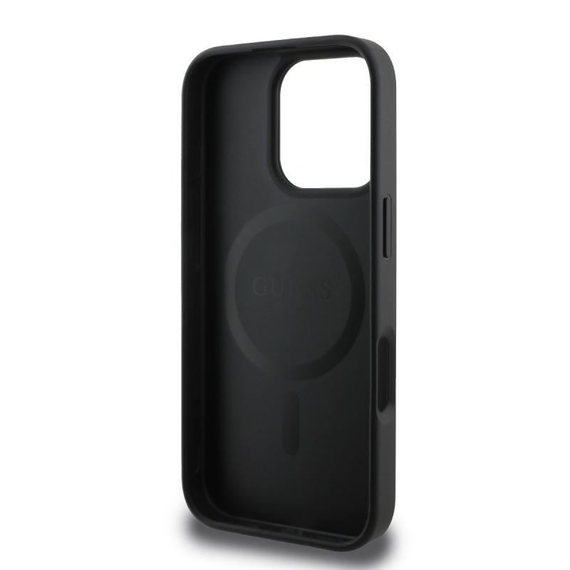 Guess PU bőr 4G Big Love Logo MagSafe hátlap az iPhone 16 Pro Max készülékhez Fekete
