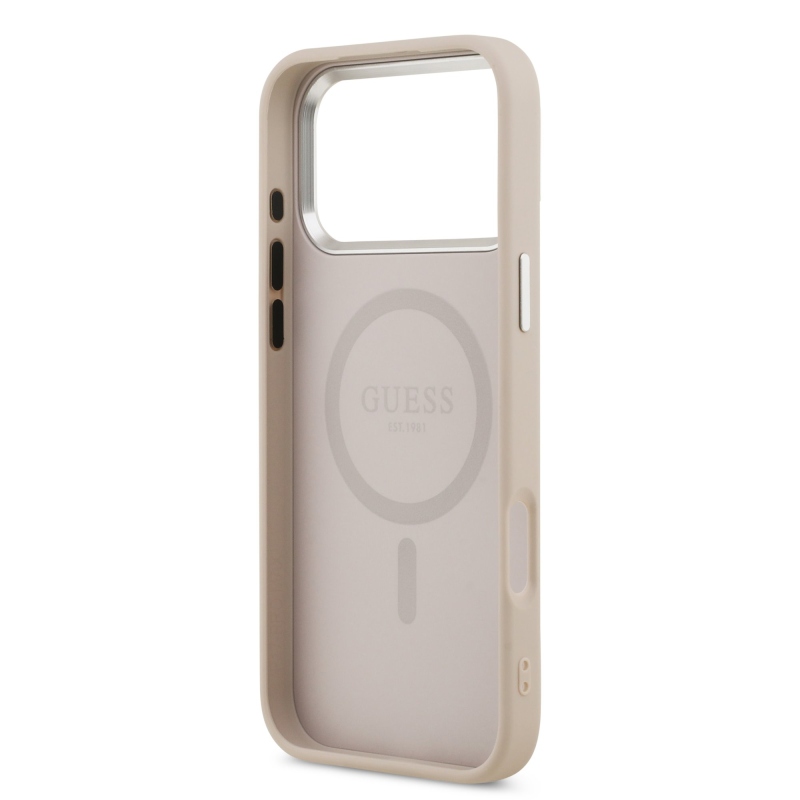 Guess PU bőr háromszög logó MagSafe hátlap iPhone 17 Pro rózsaszínhez