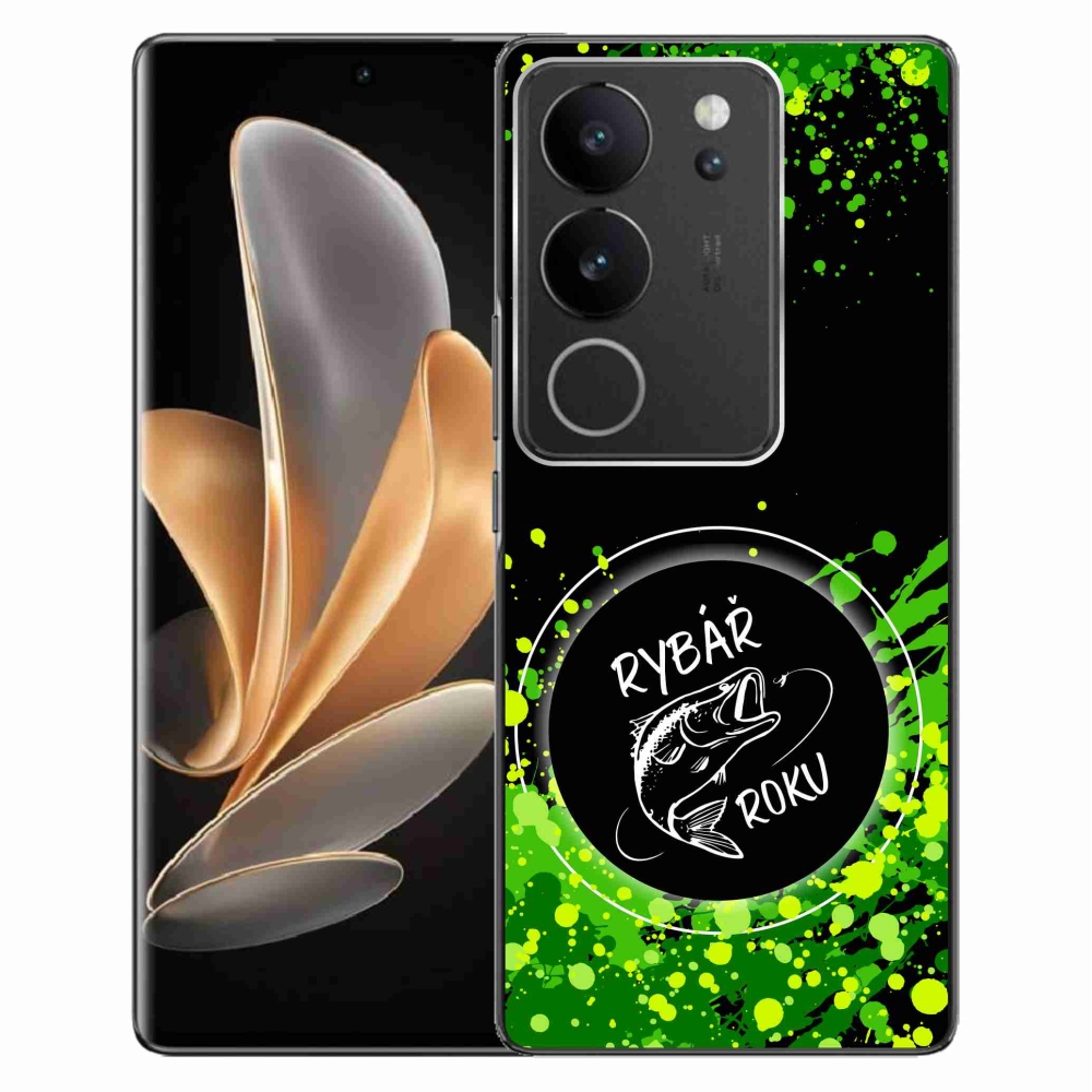 Gél borító mmCase a Vivo V29 5G-n - az év horgásza fekete háttérrel