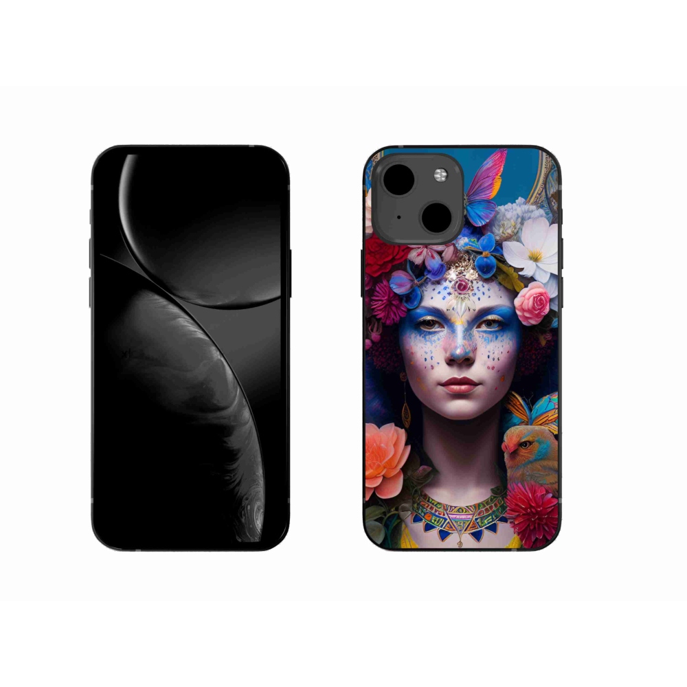 Gél borítás mmCase iPhone 13 készülékhez - nő virágokkal